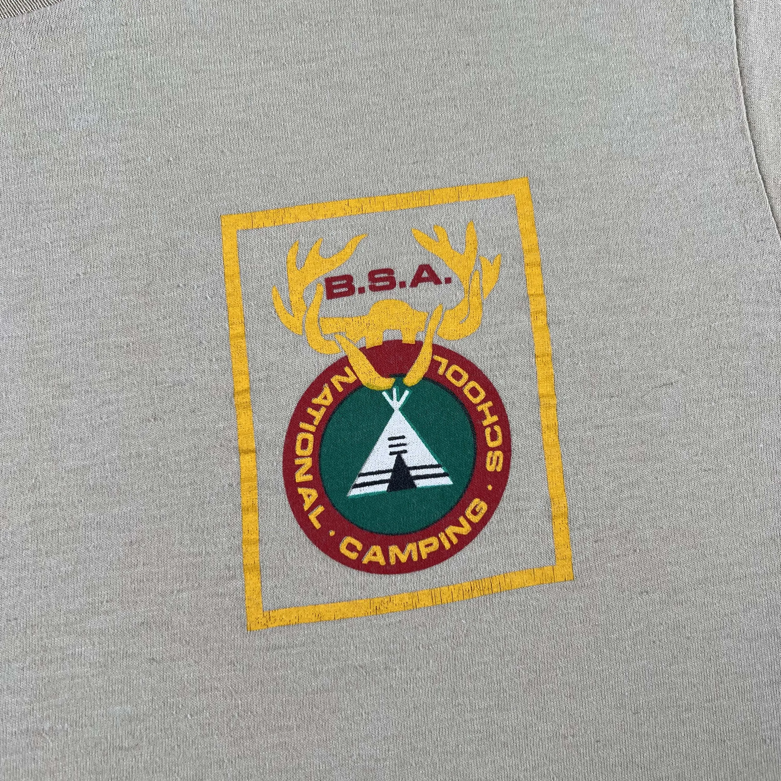 80s Tan BSA National Camping School Tee- L