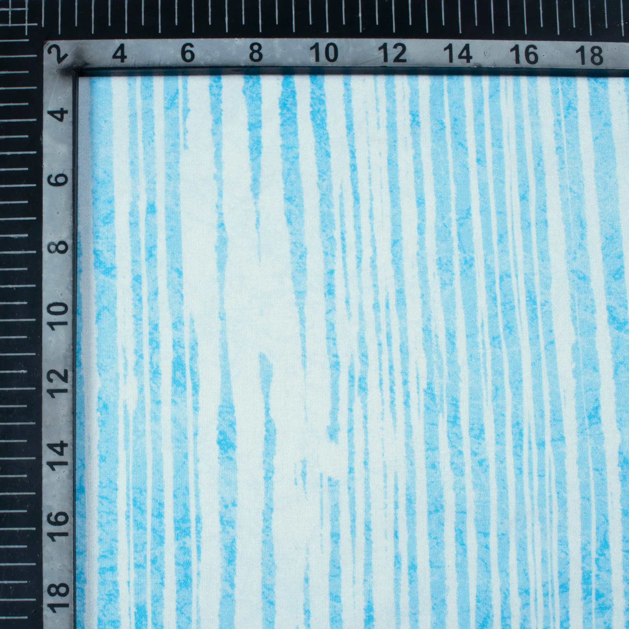 Baby Blue And White Abstract Pattern Digital Print Crepe Silk Fabric