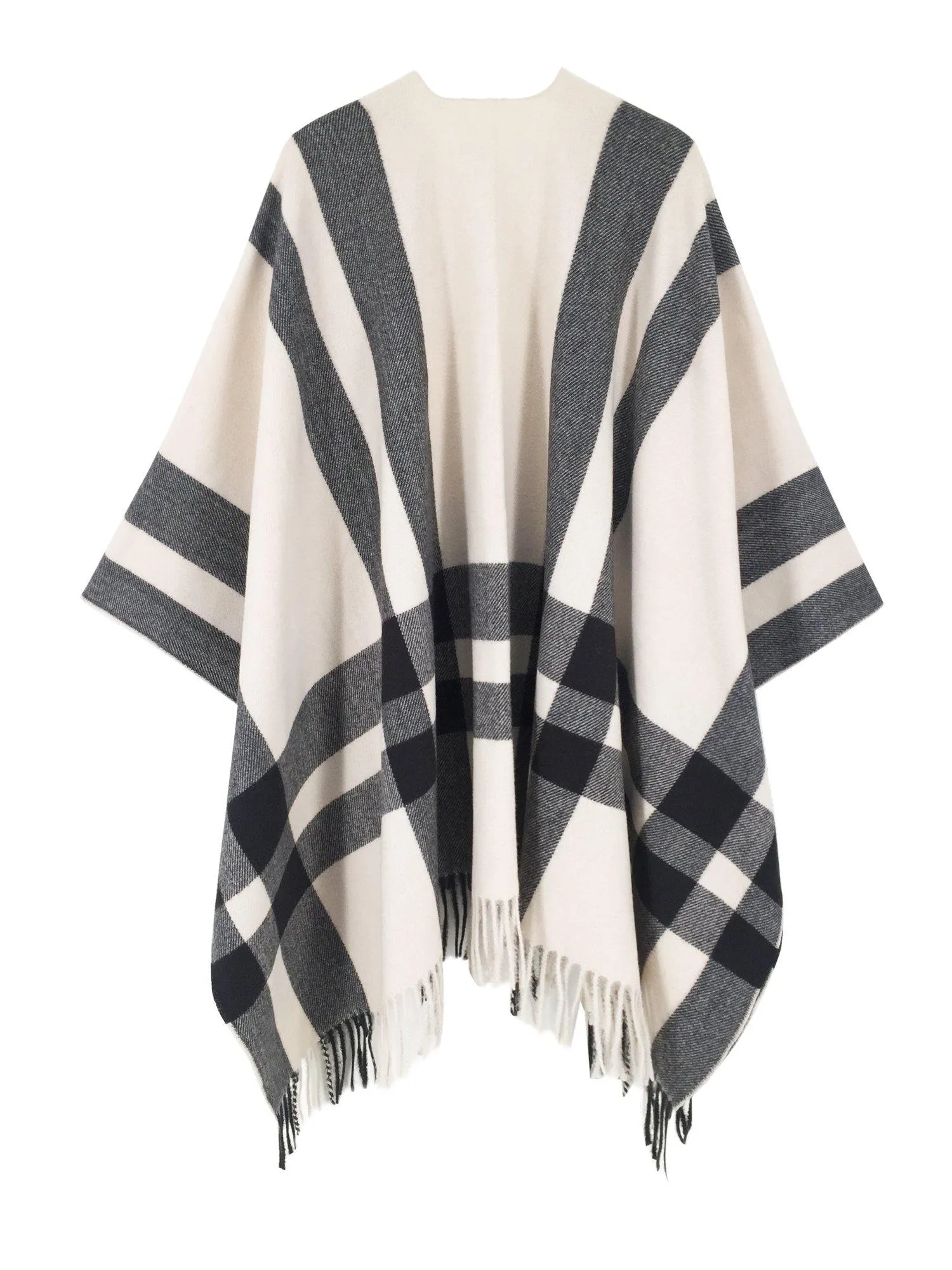 Beige Check Warm Shawl Wrap