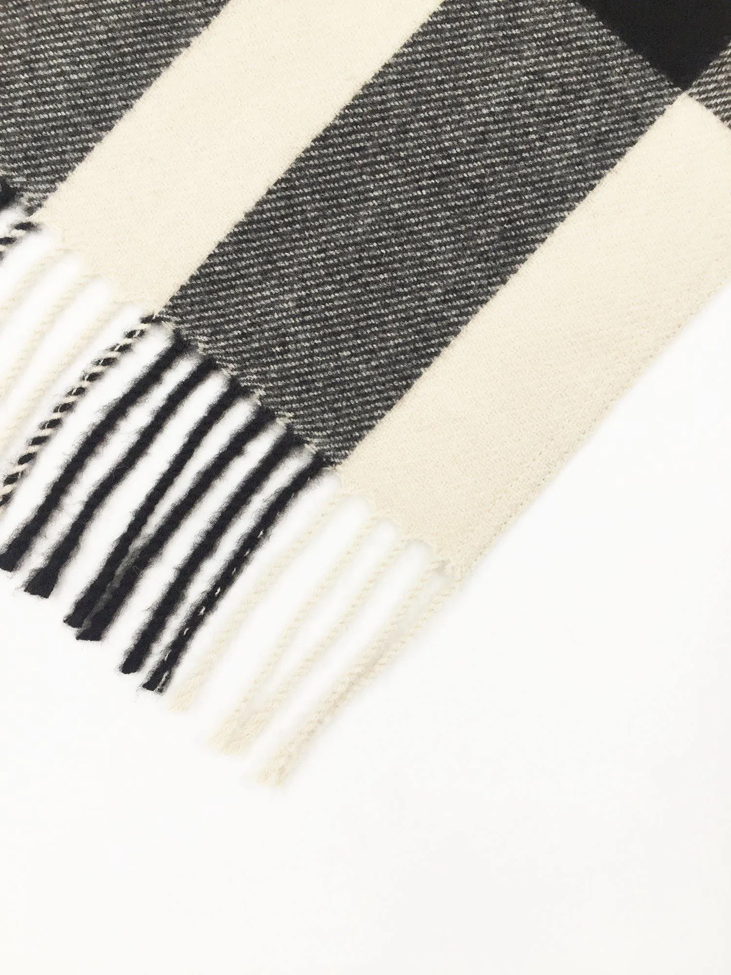 Beige Check Warm Shawl Wrap