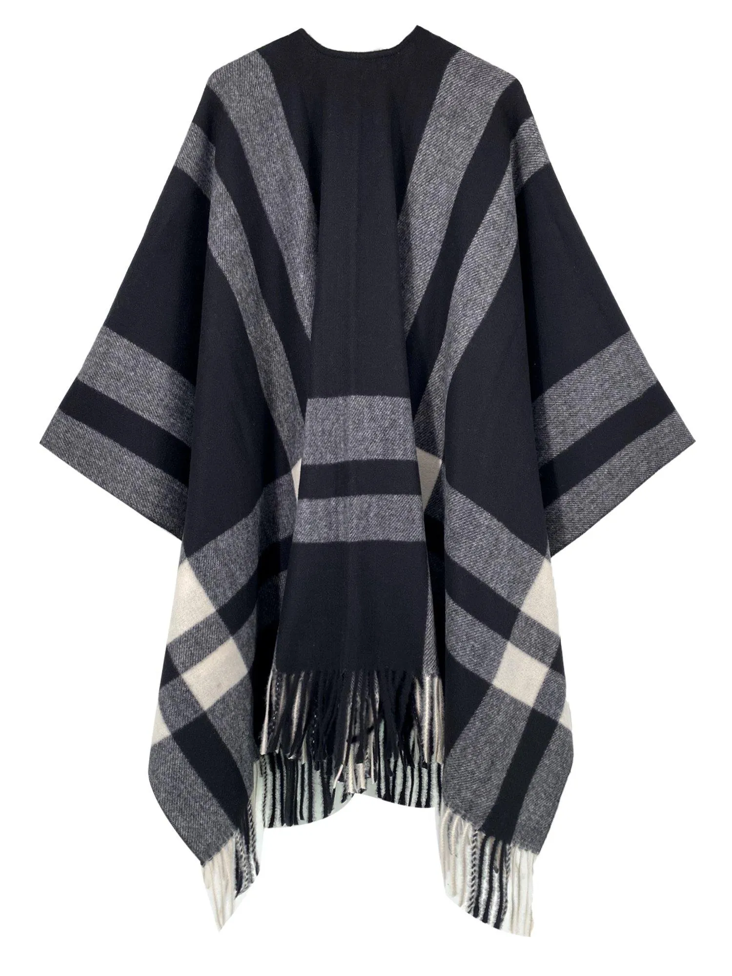 Black Check Warm Shawl Wrap