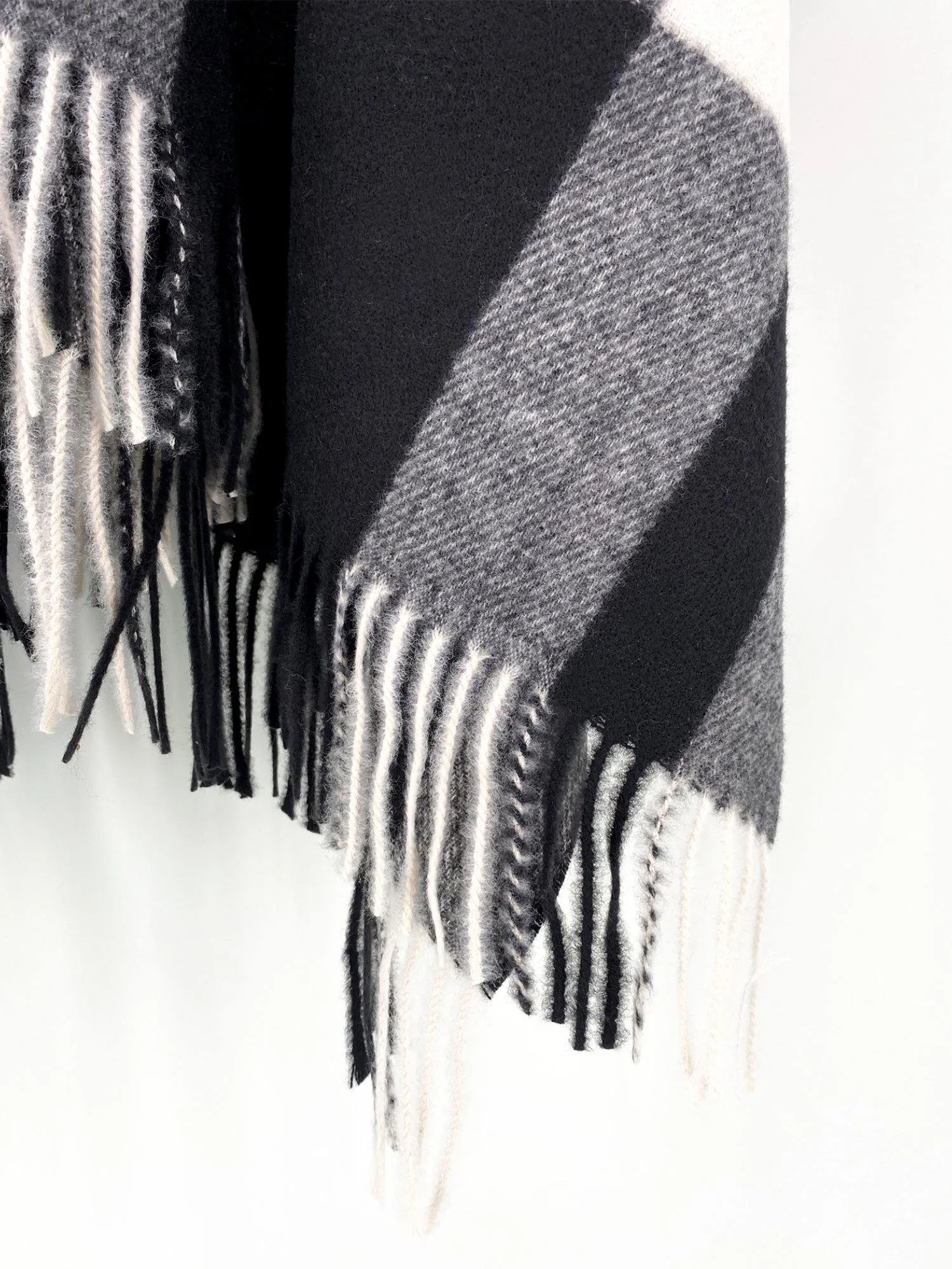Black Check Warm Shawl Wrap