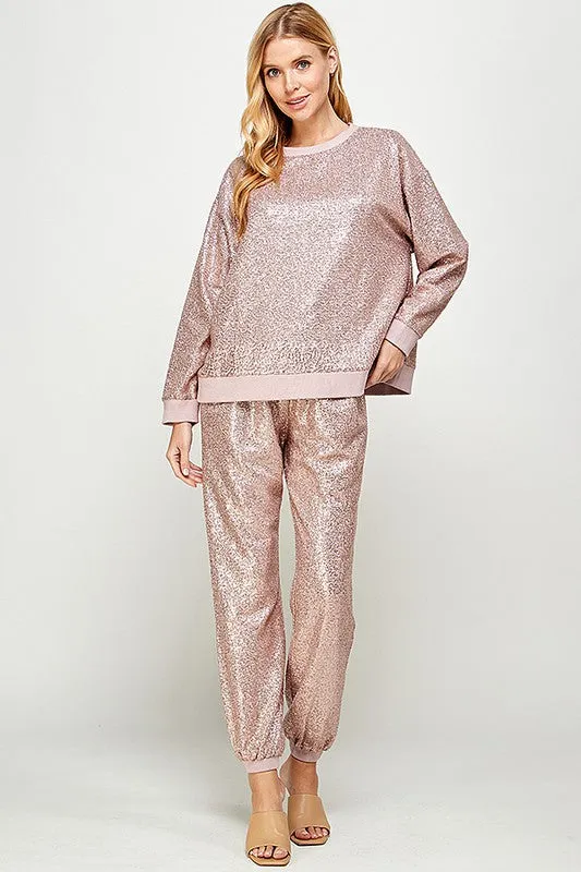Blush Sequins Jogger Pants