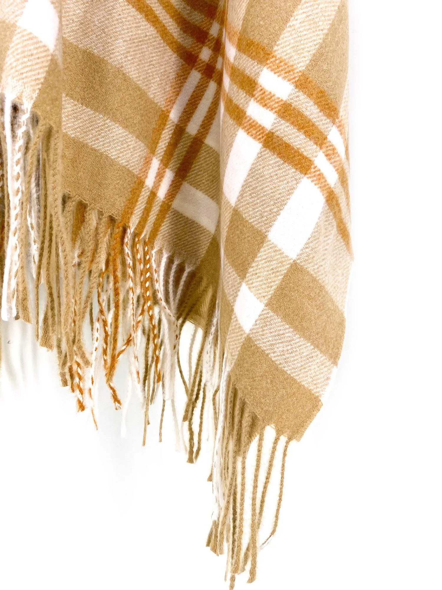 Camel Cream Plaid Poncho Cape