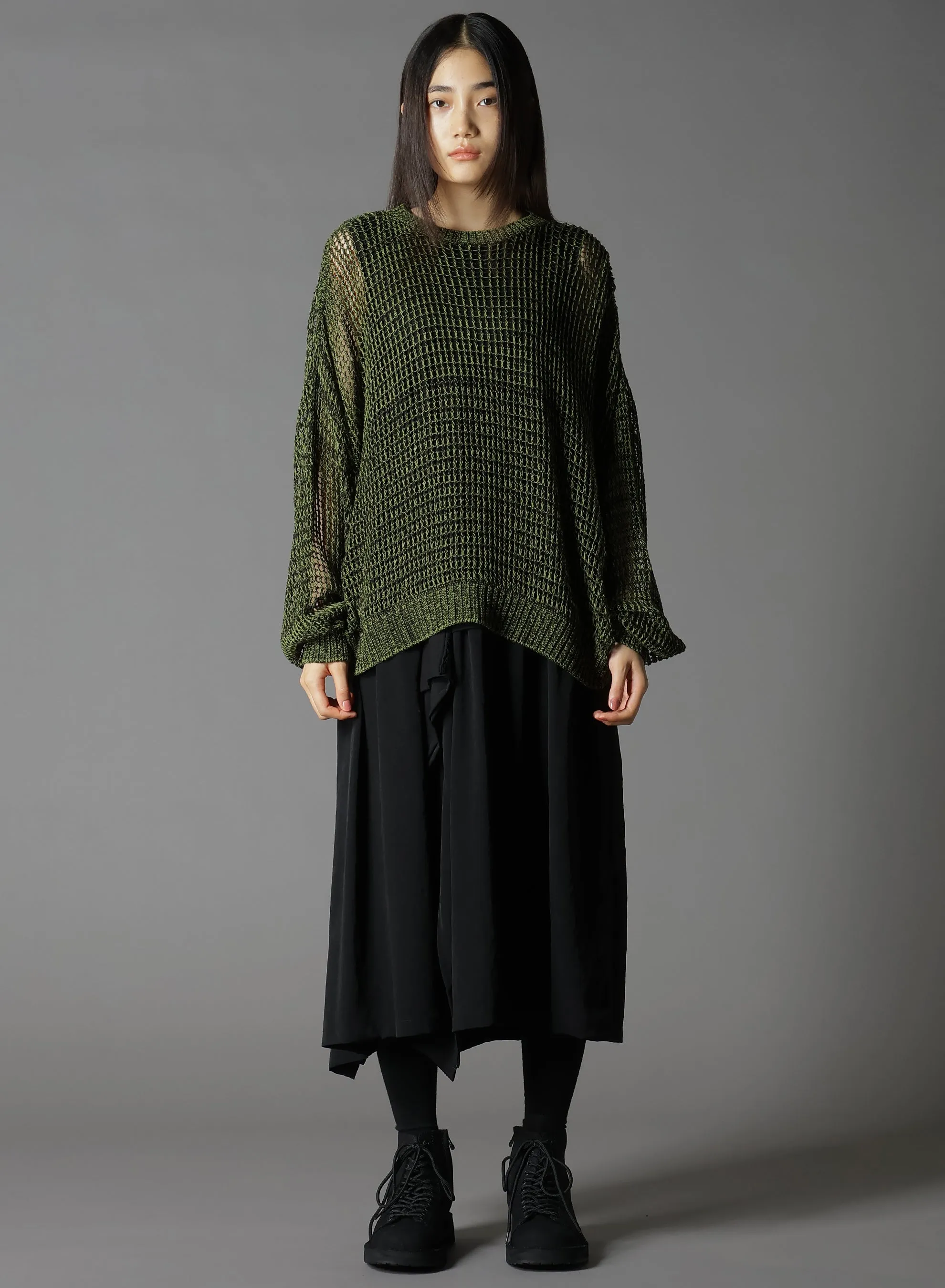 CODE YARN MESH CREW NECK KNIT