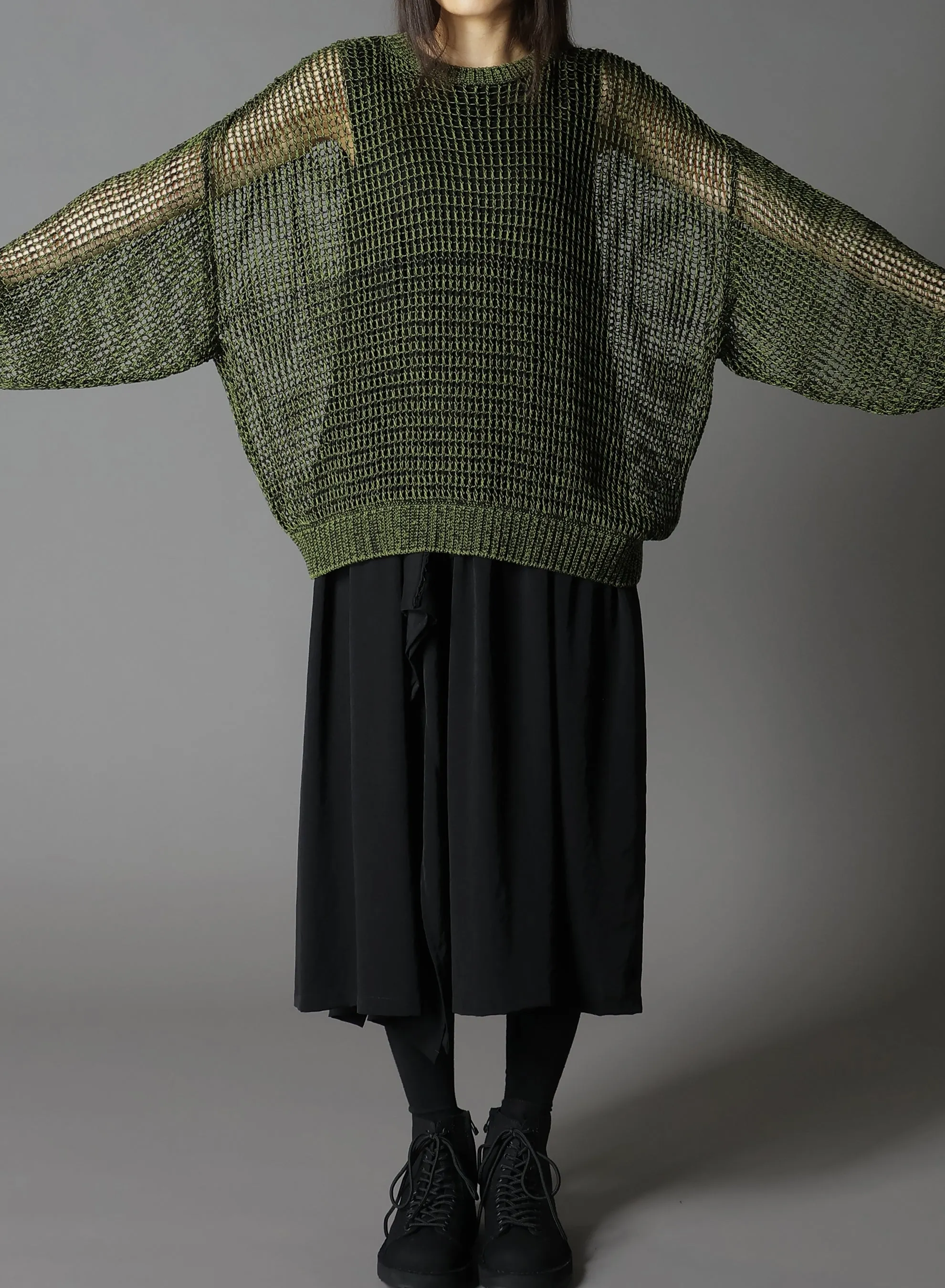 CODE YARN MESH CREW NECK KNIT
