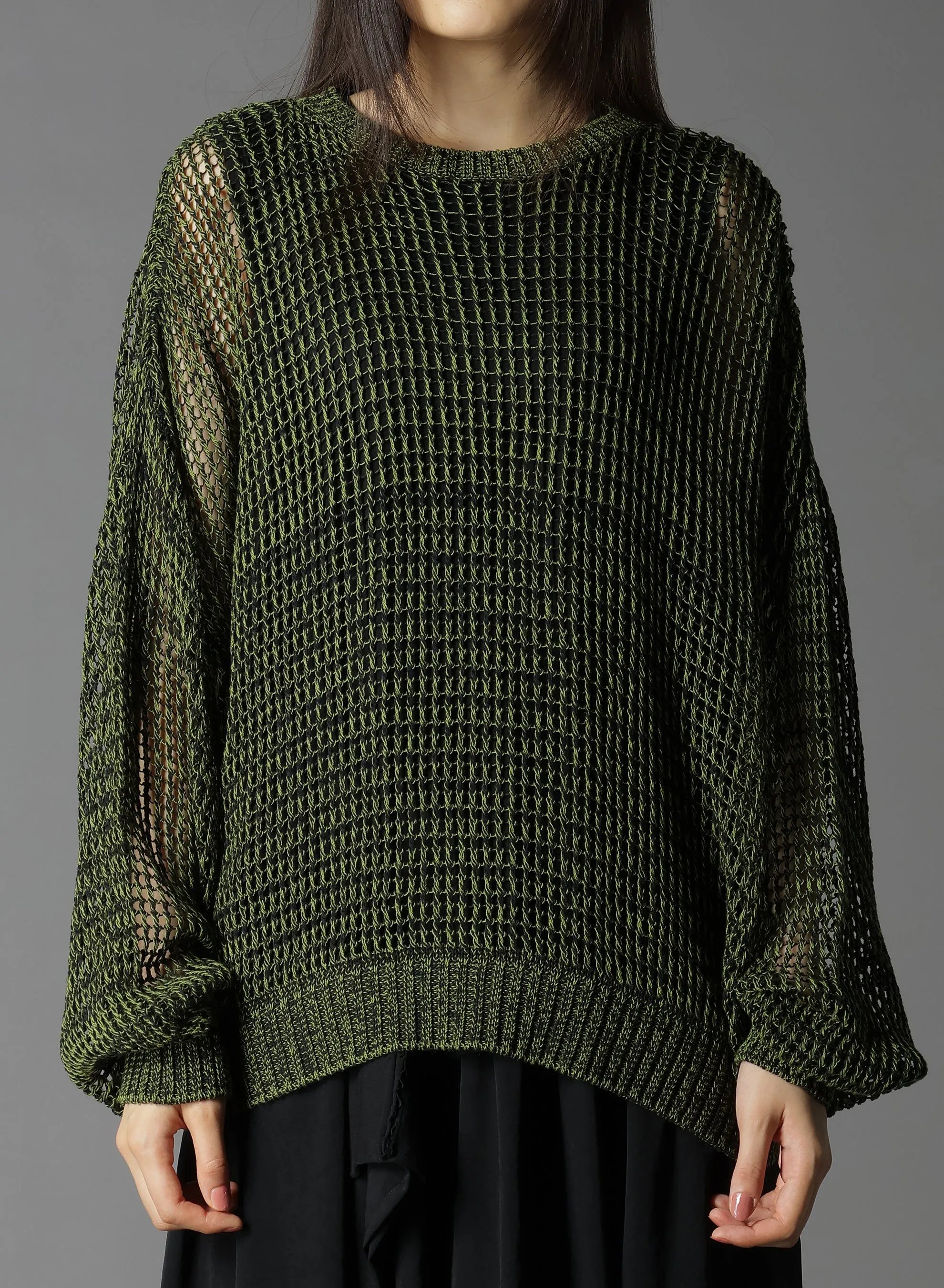 CODE YARN MESH CREW NECK KNIT