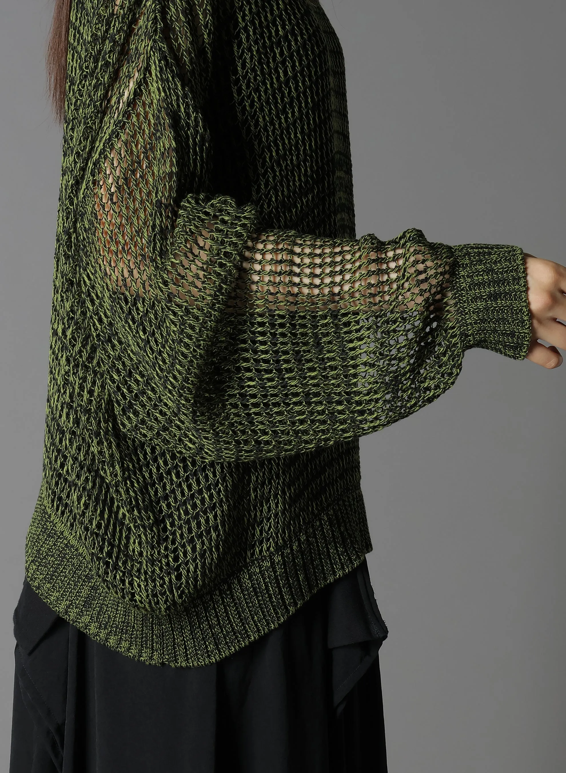CODE YARN MESH CREW NECK KNIT