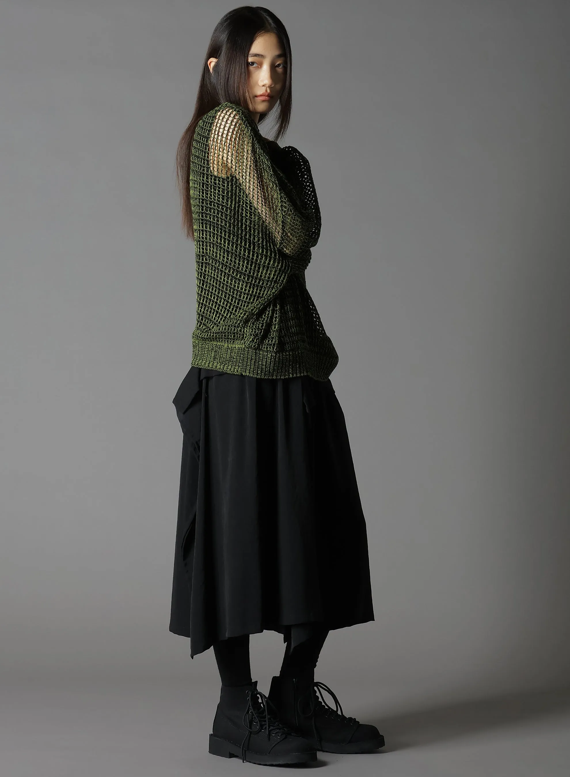 CODE YARN MESH CREW NECK KNIT
