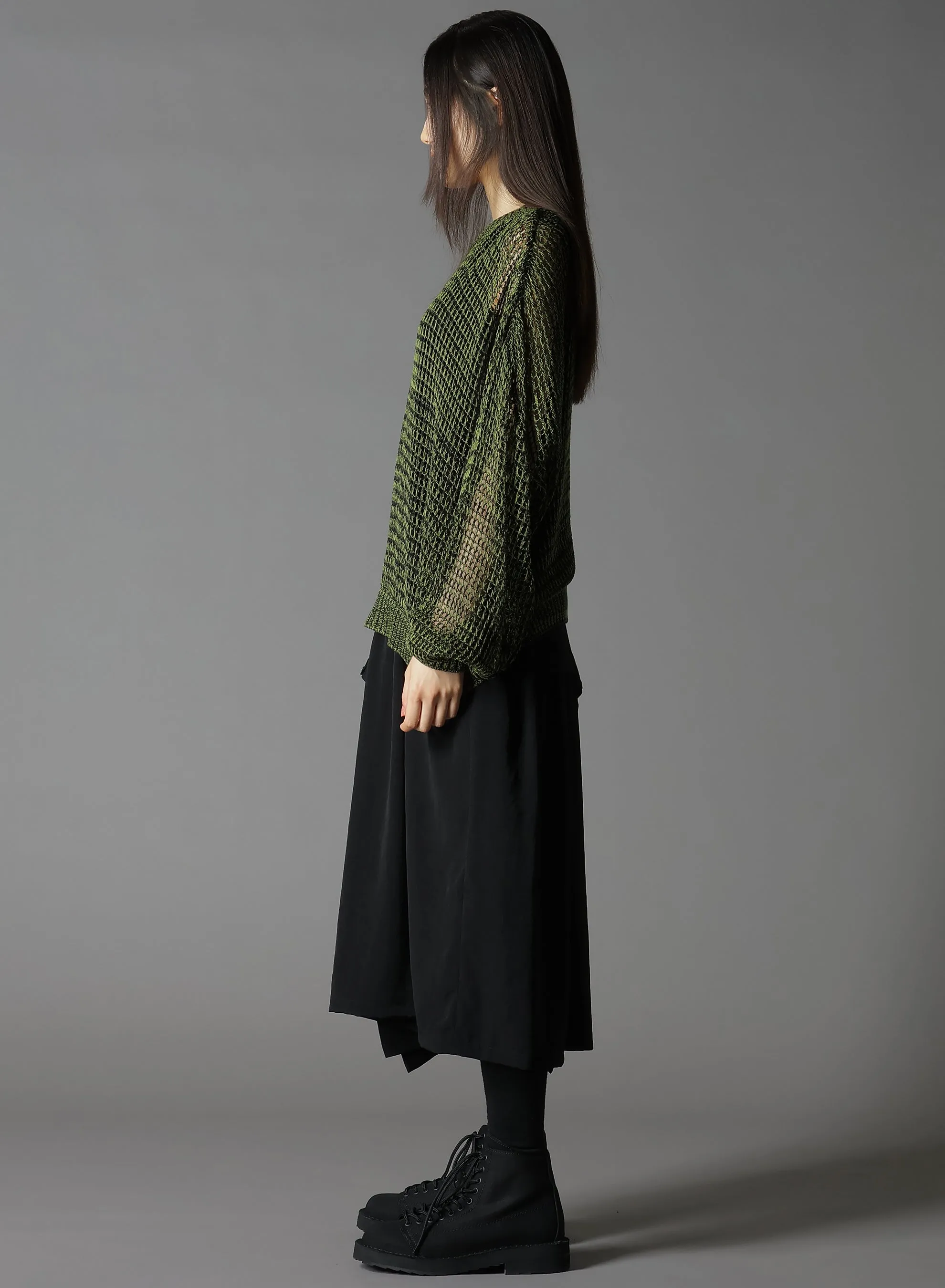 CODE YARN MESH CREW NECK KNIT