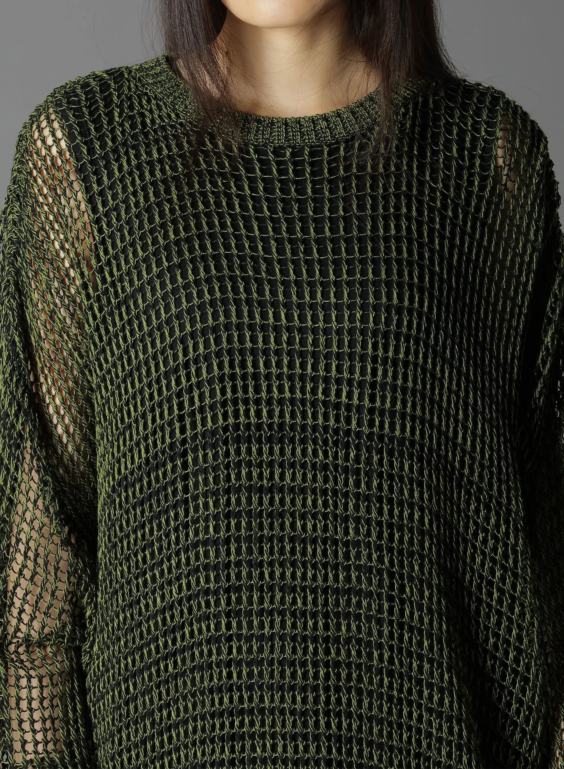 CODE YARN MESH CREW NECK KNIT