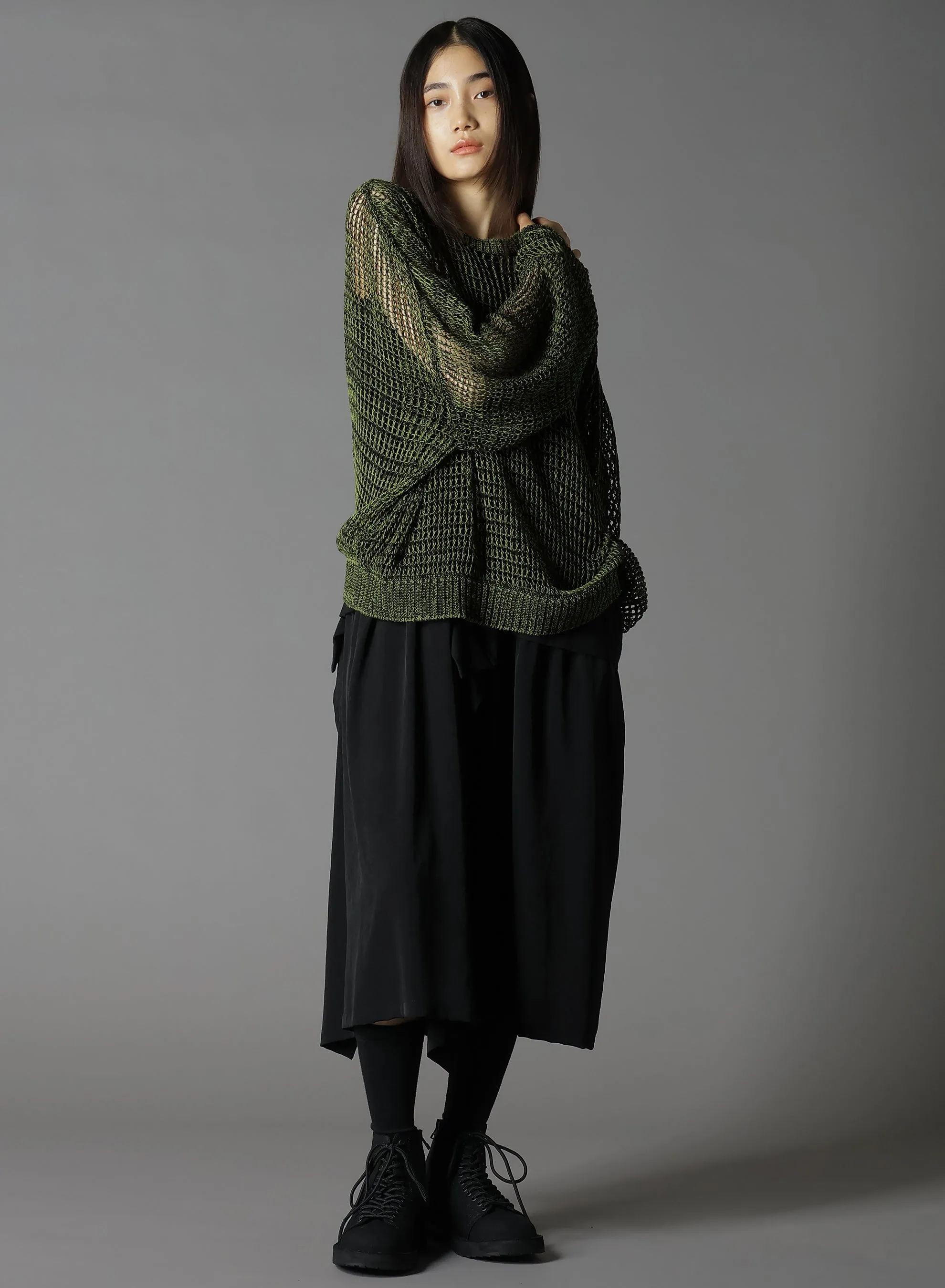 CODE YARN MESH CREW NECK KNIT