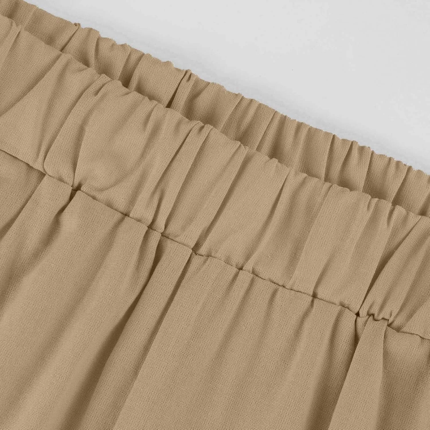 Cropped Linen Pants Women Plus Size Lightweight Summer Pants Straight Wide Leg Crop Pants Beach Pants with Pockets