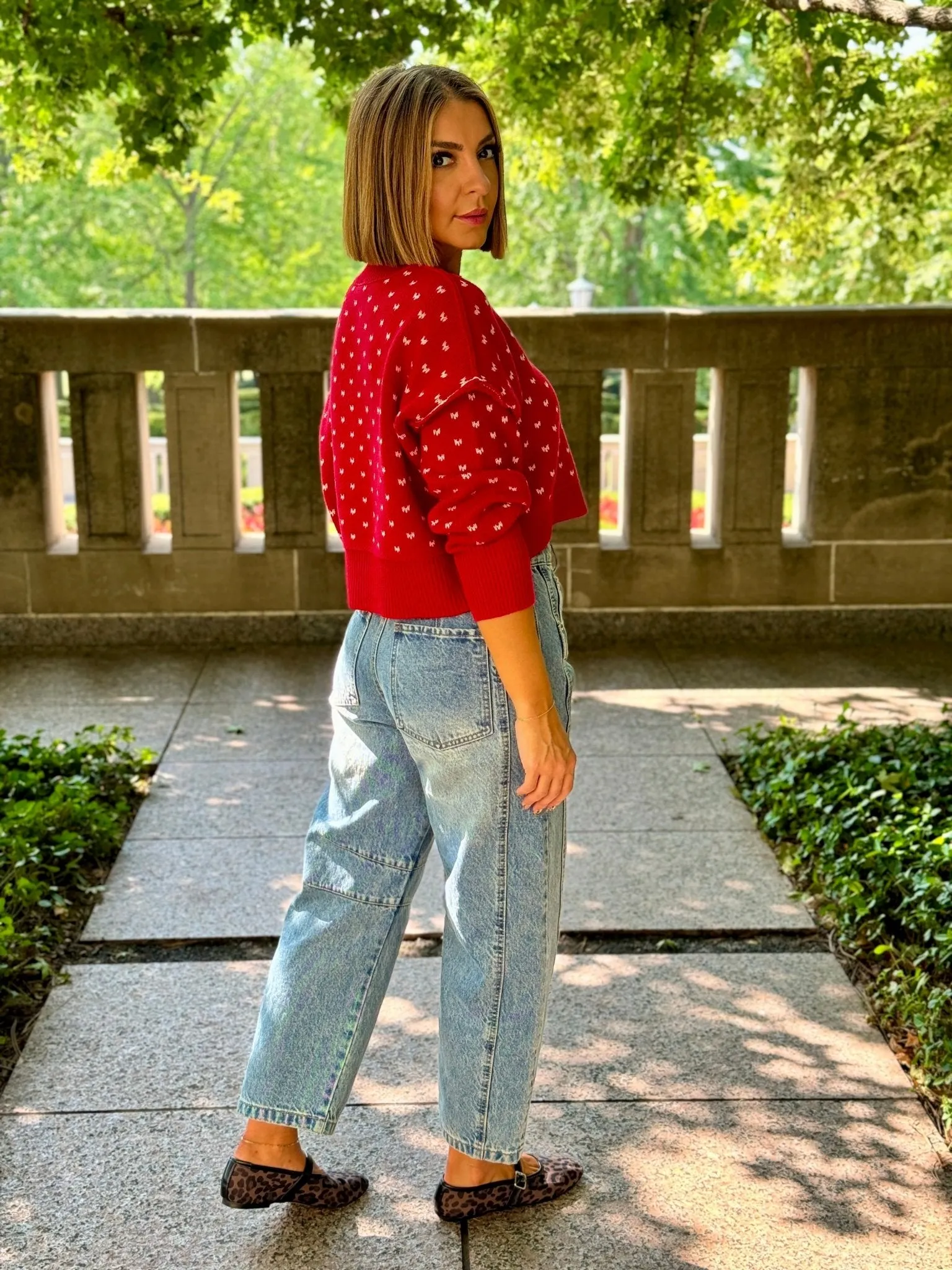 Easy Street Patterned Crop Pullover (Cherry Combo) by Free People