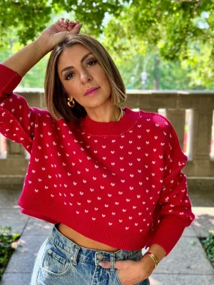Easy Street Patterned Crop Pullover (Cherry Combo) by Free People