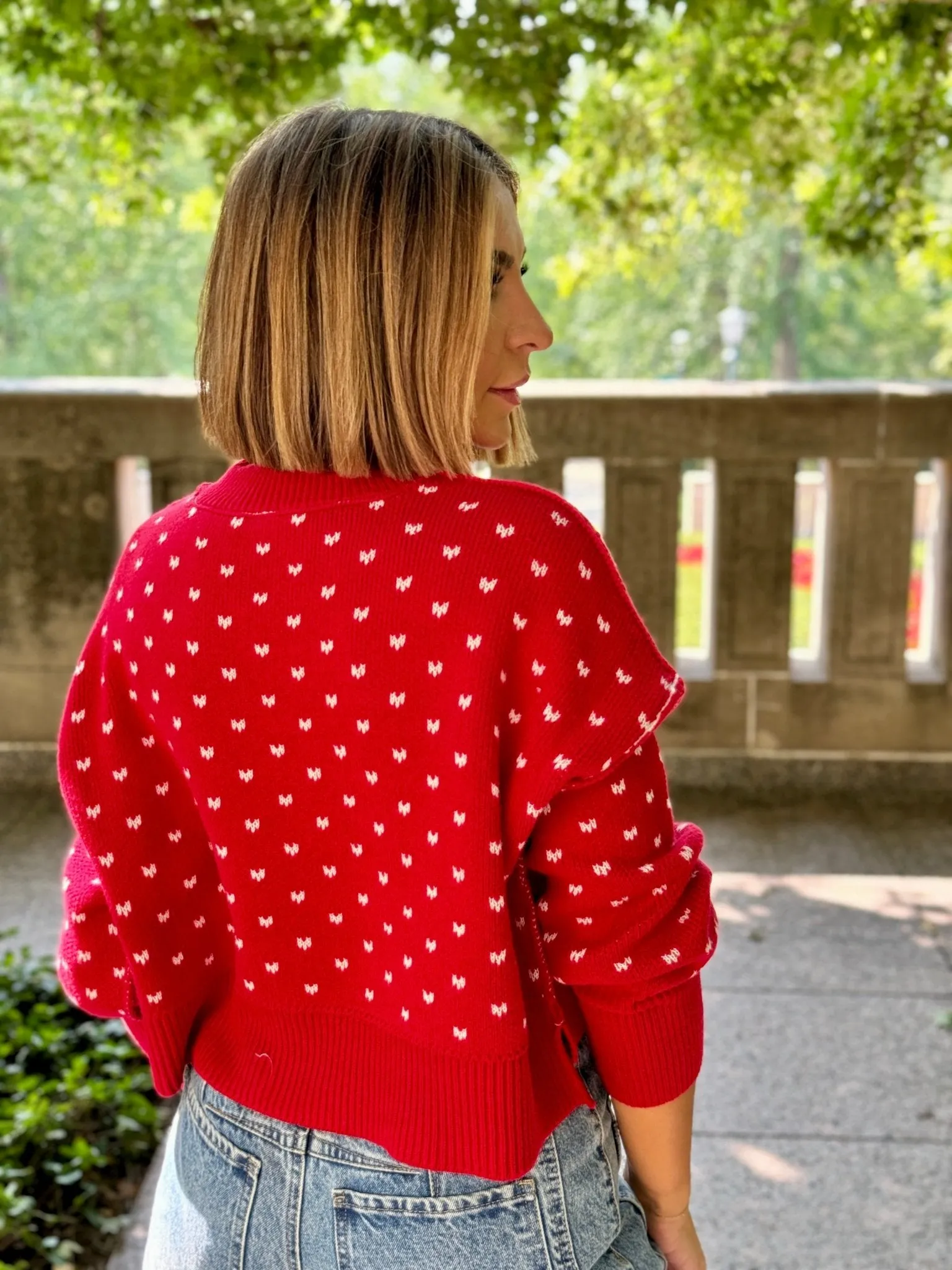 Easy Street Patterned Crop Pullover (Cherry Combo) by Free People