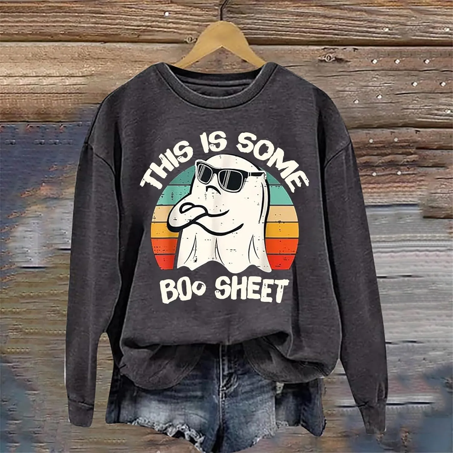 Halloween Graphic Sweatshirts for Women Casual Crewneck Long Sleeve Oversized Pullover Sweaters Funny Plus Size Tops Hoodies