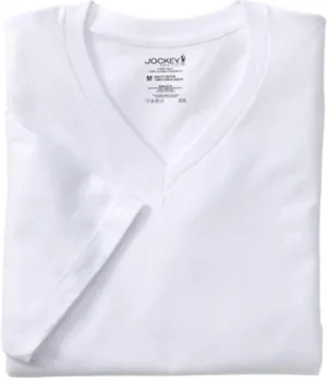 Jockey Men's 3-Pack   1 Bonus Classic StayDry V-Neck Tee (Large) White