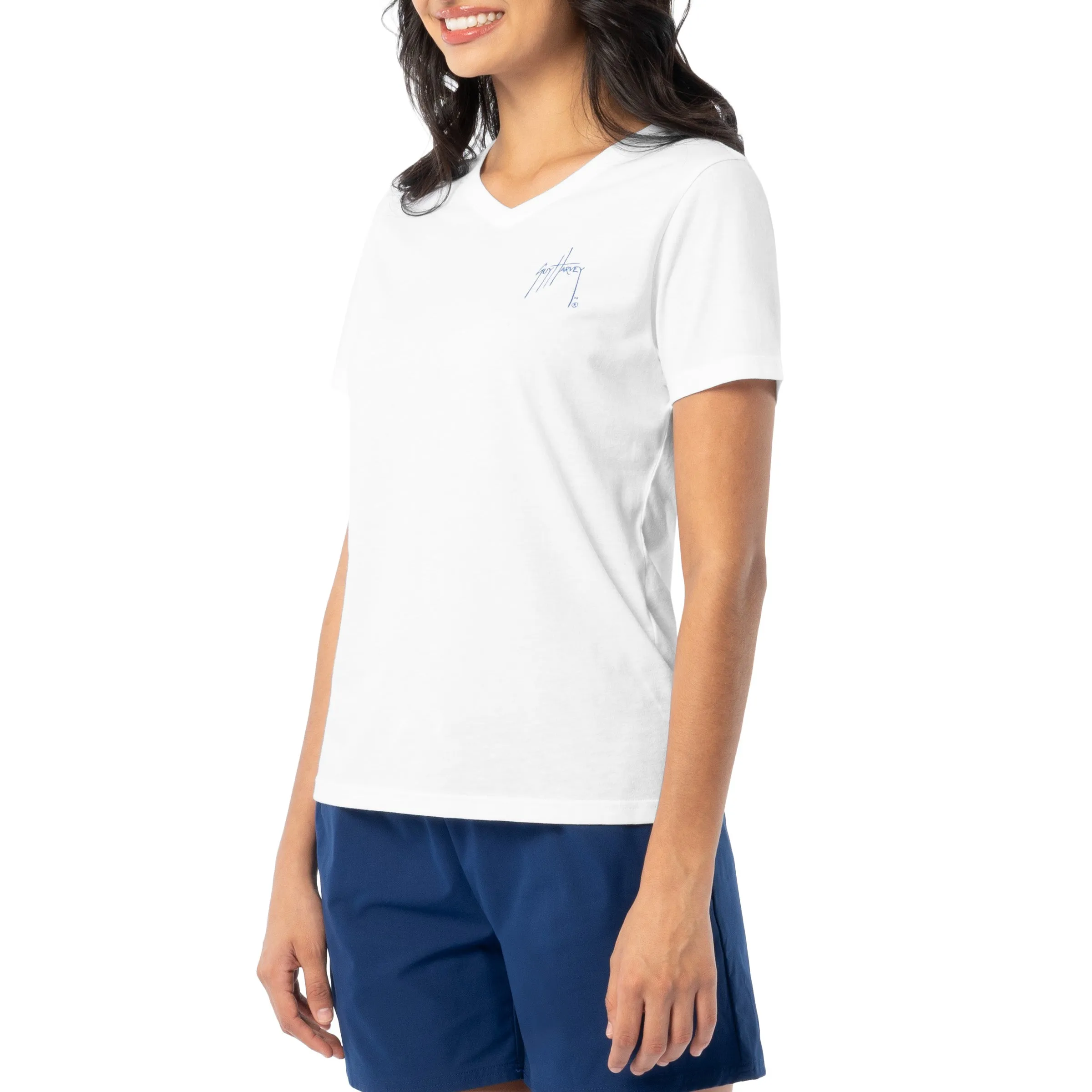 Ladies Sea Flag Short Sleeve V-Neck T-Shirt