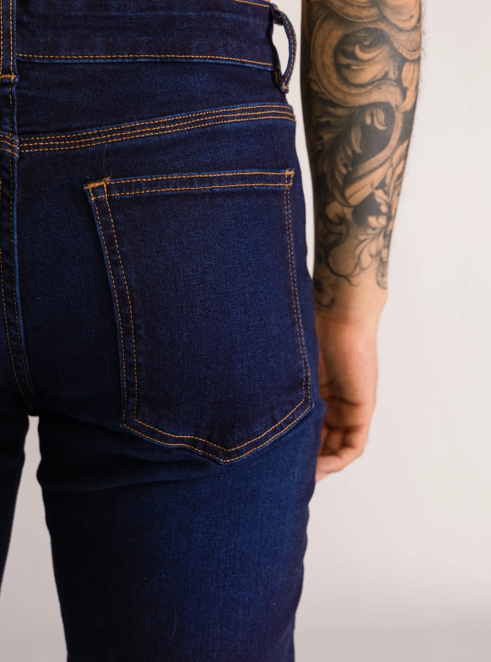 Large Path Slim Fit Jeans, Azul Obscuro