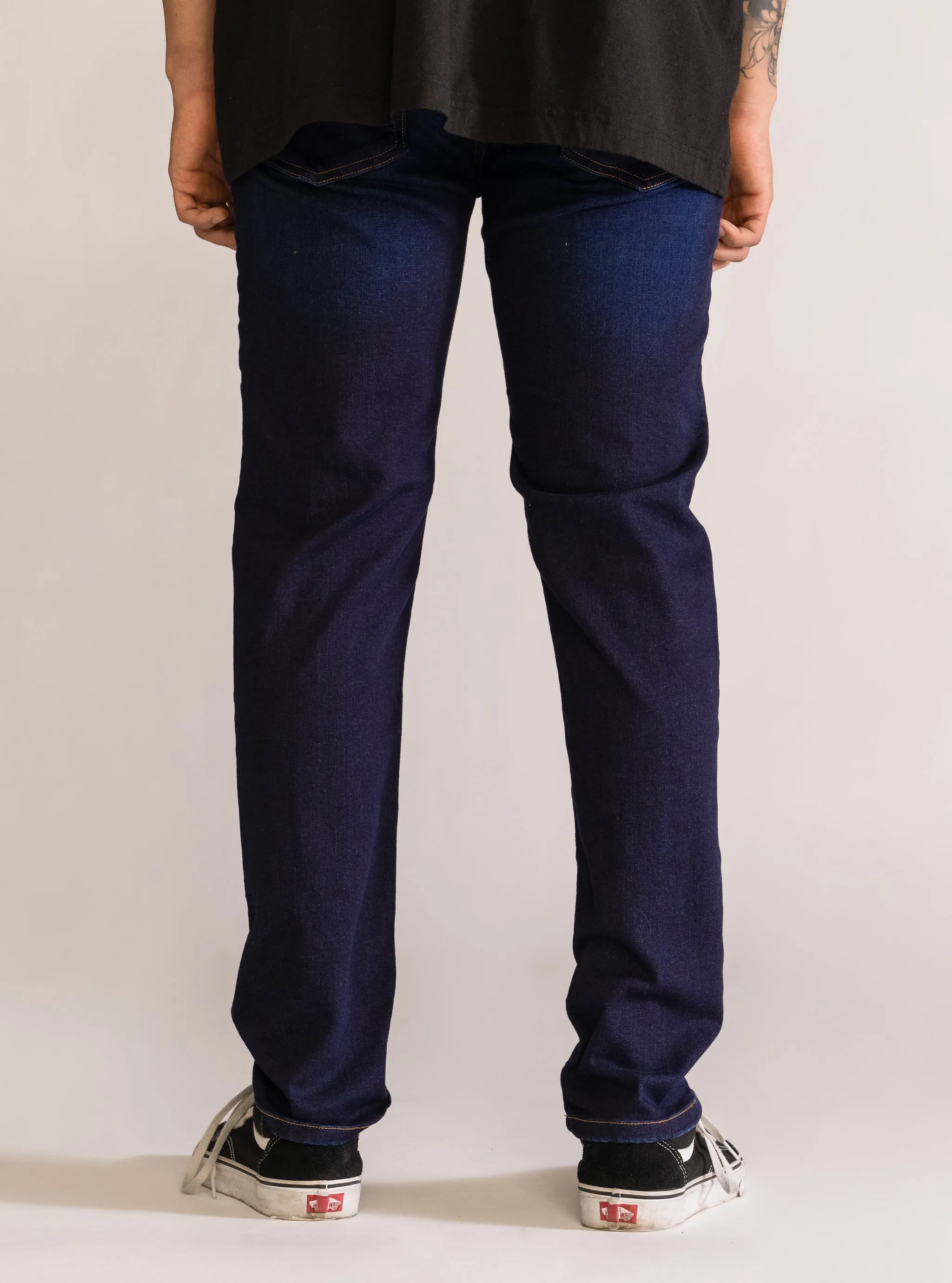 Large Path Slim Fit Jeans, Azul Obscuro