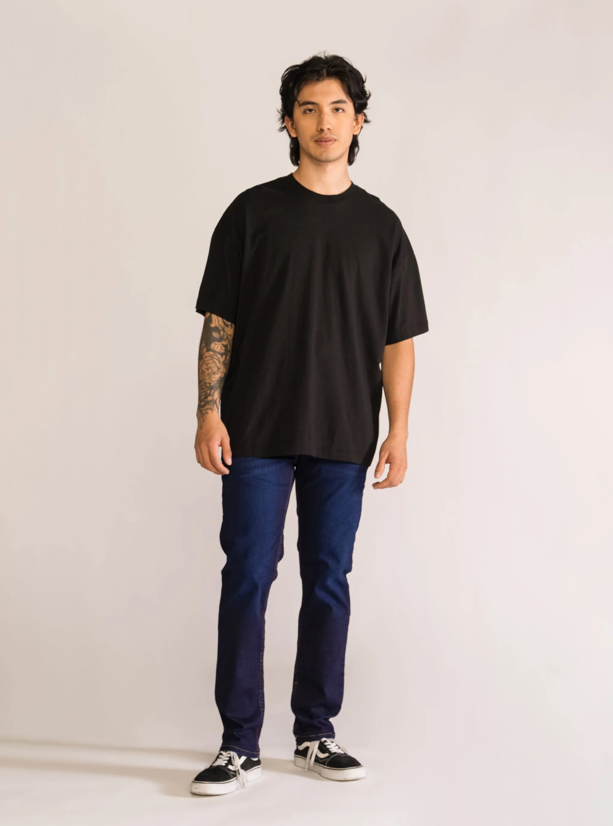 Large Path Slim Fit Jeans, Azul Obscuro