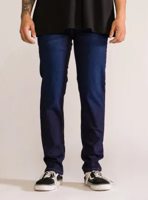 Large Path Slim Fit Jeans, Azul Obscuro