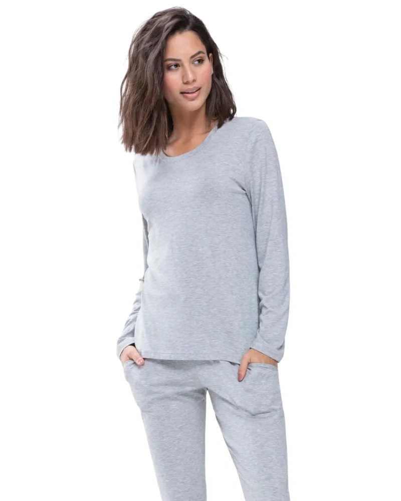 Mey Light Grey Melange Sleepy & Easy Modal Pajamas Set
