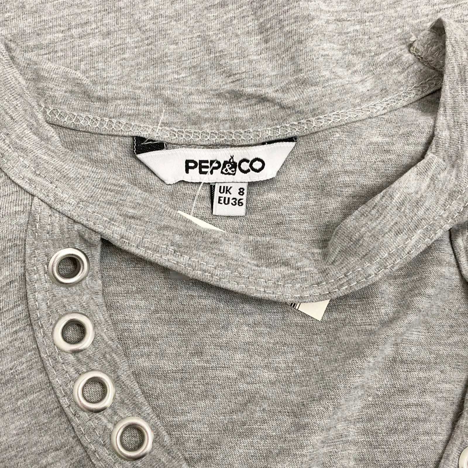 Pep&Co Grey Rock Printed Graphic Cut Out Neck T-Shirt UK 8