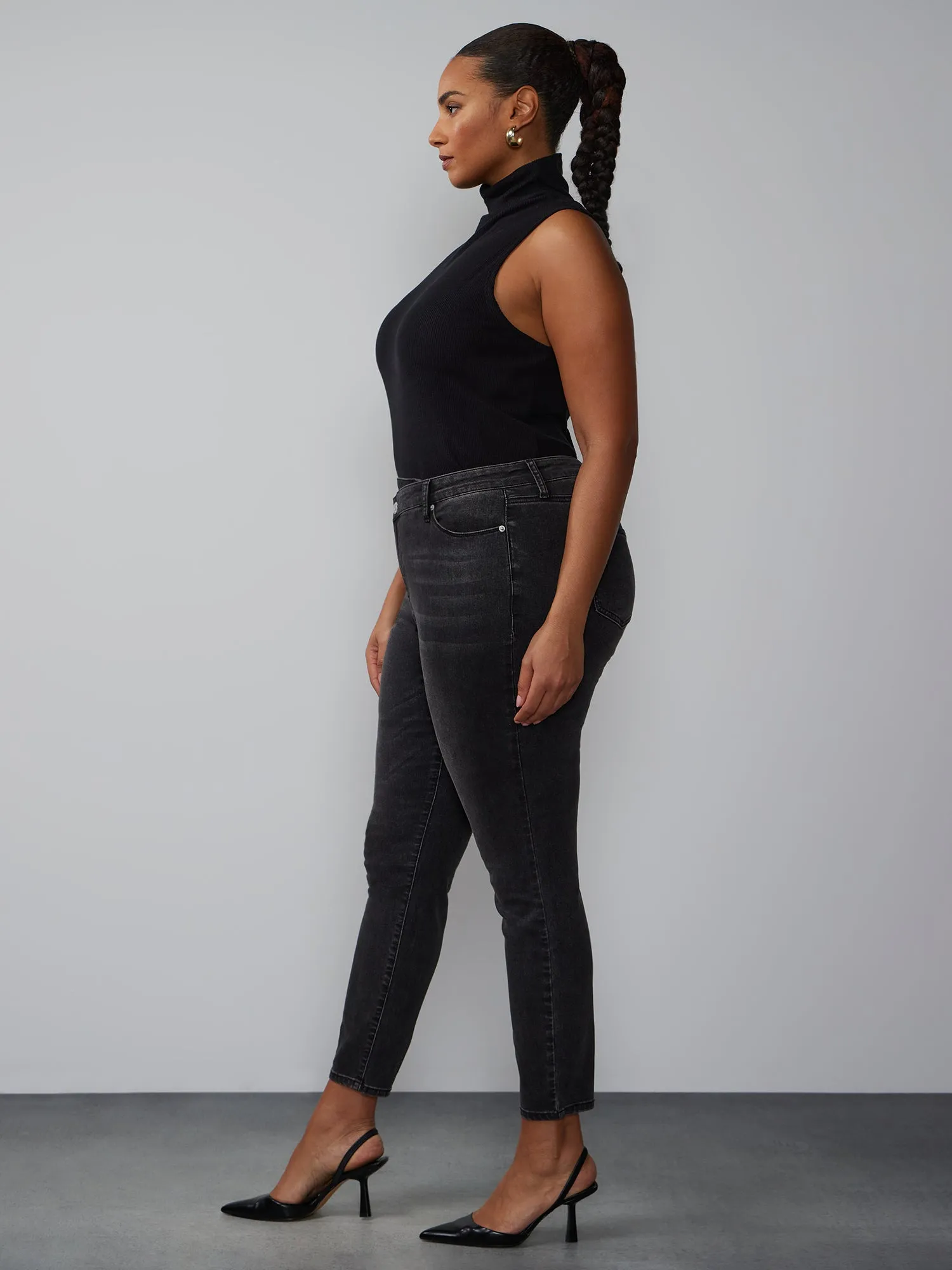 Plus High Rise Cross Waist Skinny Jeans