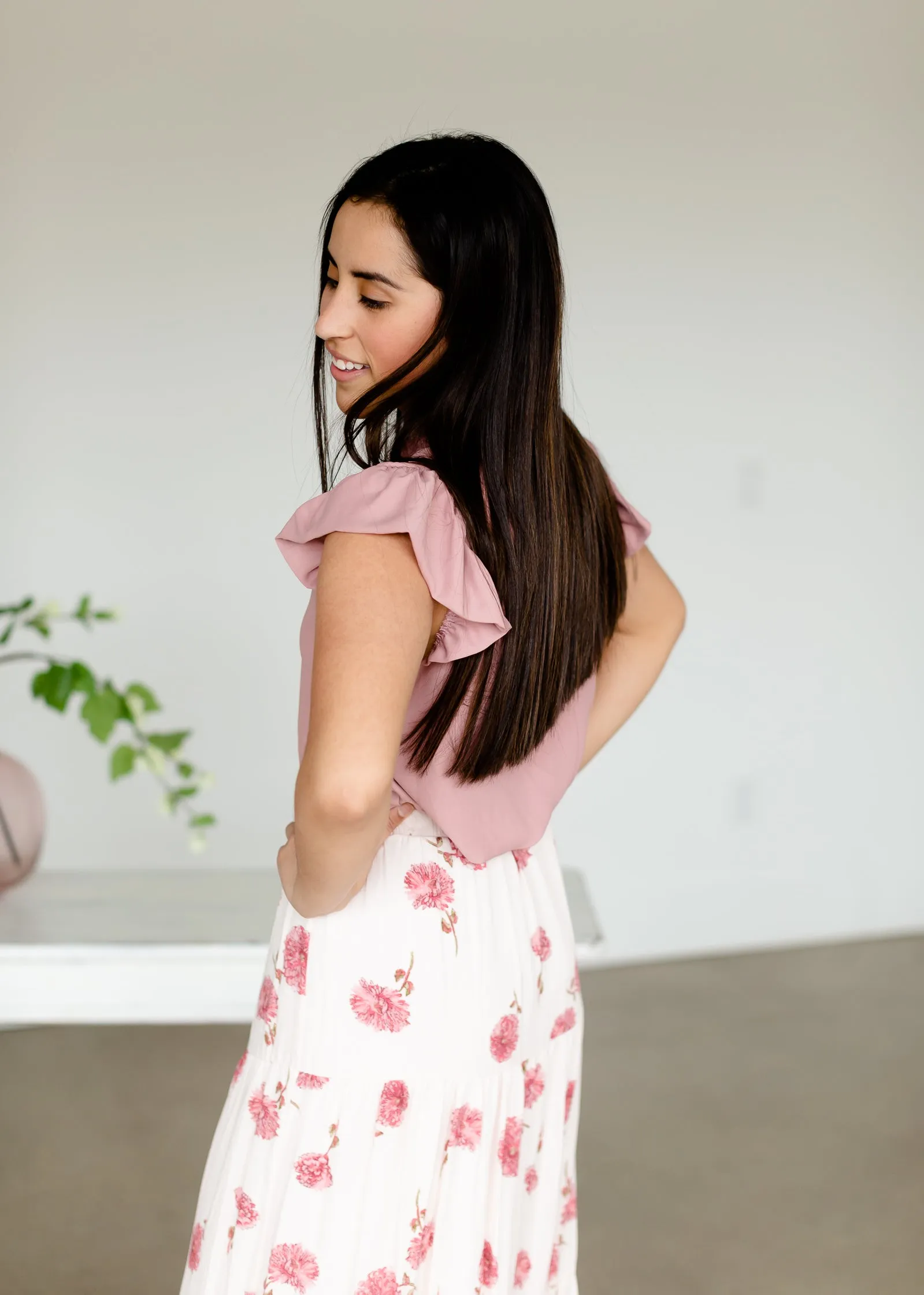 Salmon Ruffle Neck Blouse - FINAL SALE