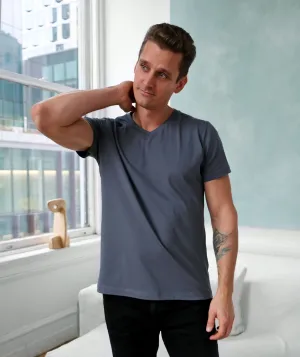 SETH v-neck men's tee in Blue Cement