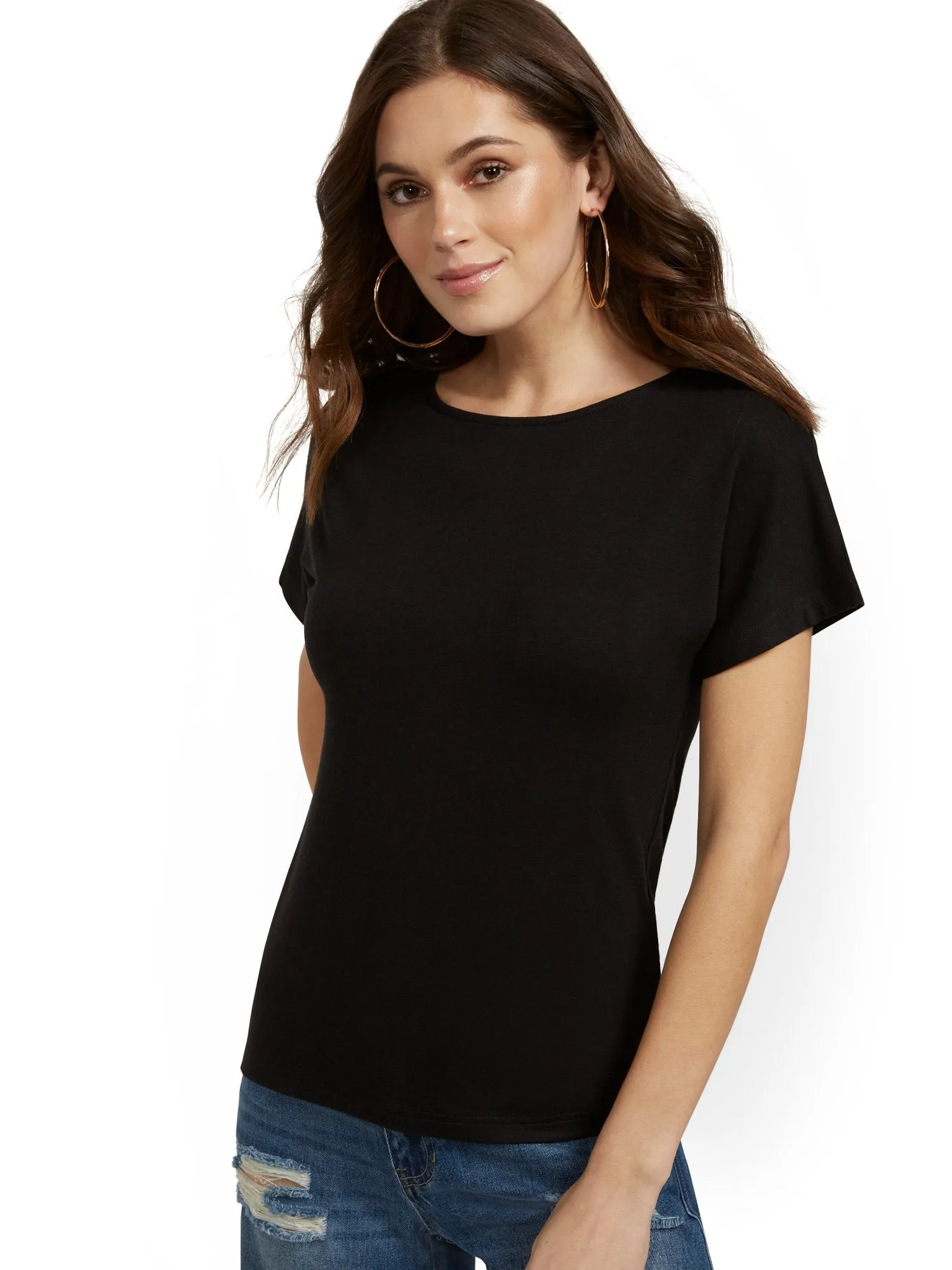 Short Sleeve Lace-Back Tee