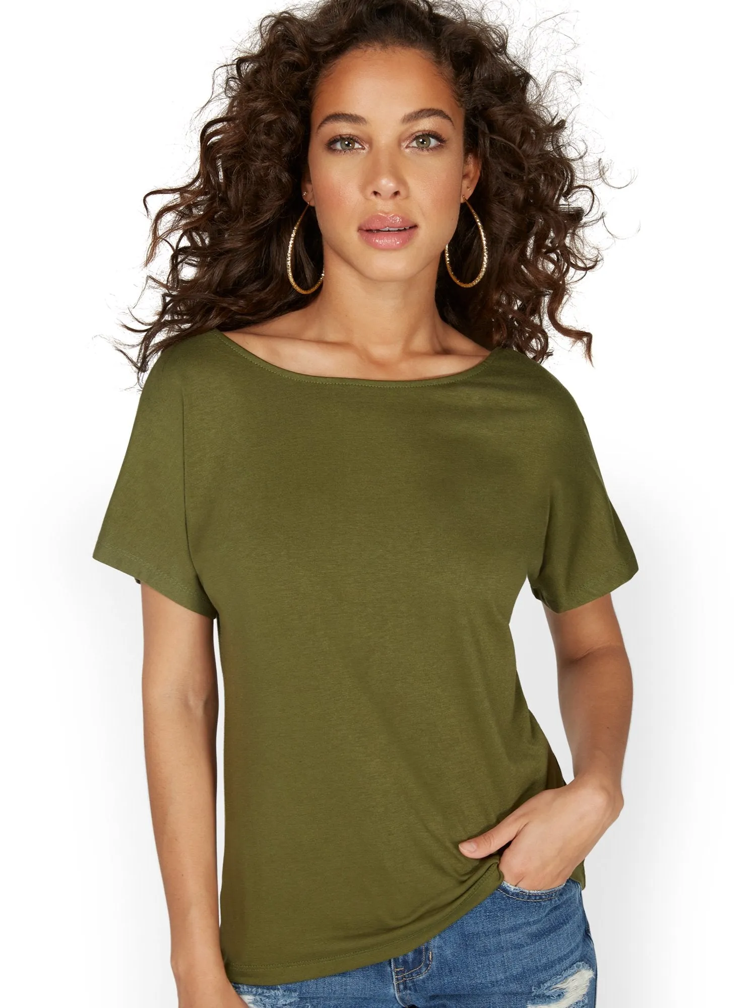 Short Sleeve Lace-Back Tee