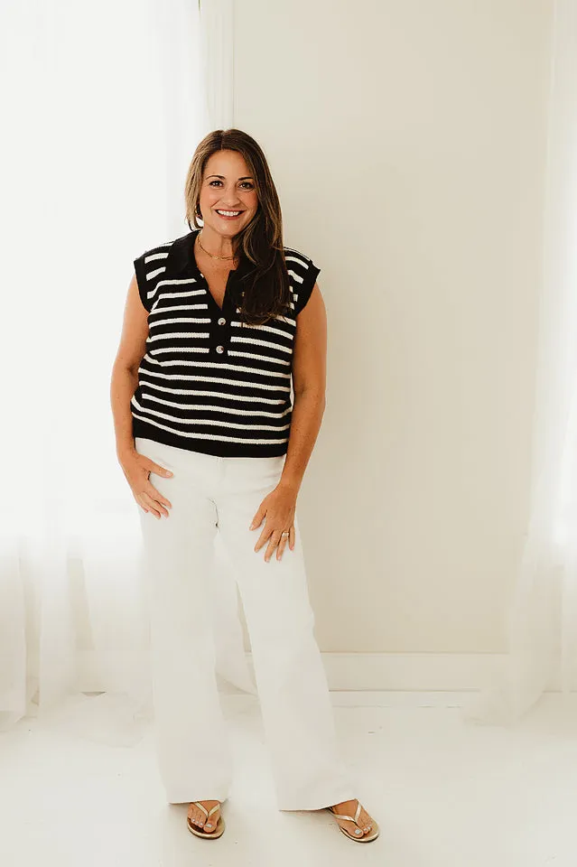 Striped Half Buttoned Top