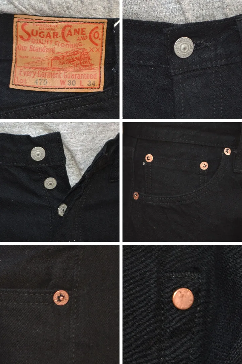 SUGAR CANE "SC41470" 13oz Black Denim SLIM FIT
