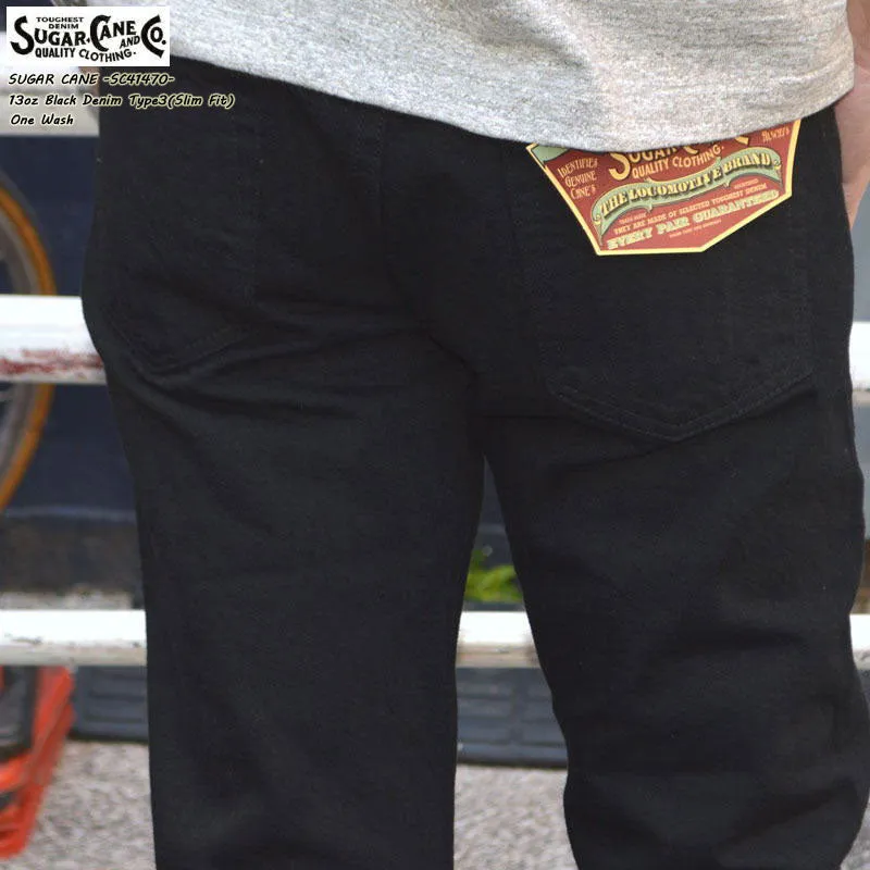 SUGAR CANE "SC41470" 13oz Black Denim SLIM FIT