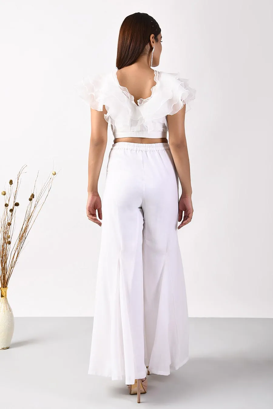 White Playful Ruffles Crop Top