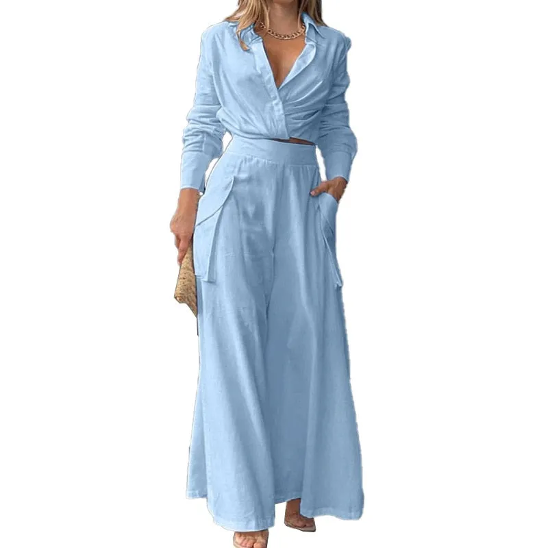 Women 2022 Fall New Simple Fashion Solid Color Loose Pocket Long Sleeve Suit