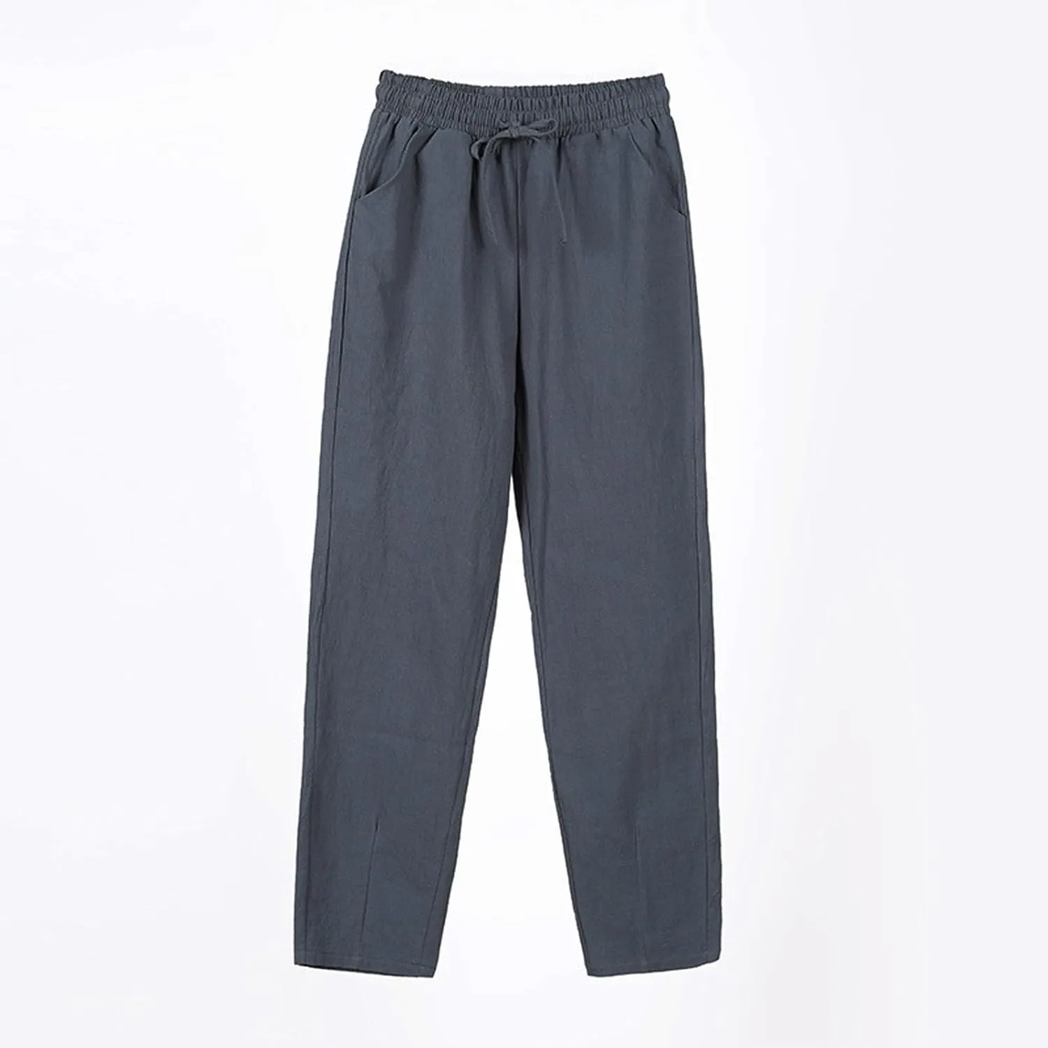 Womens Casual Linen Pants Drawstring Loose Fit Summer Pants Trousers with Side Pockets Summer Beach Lounge Pants