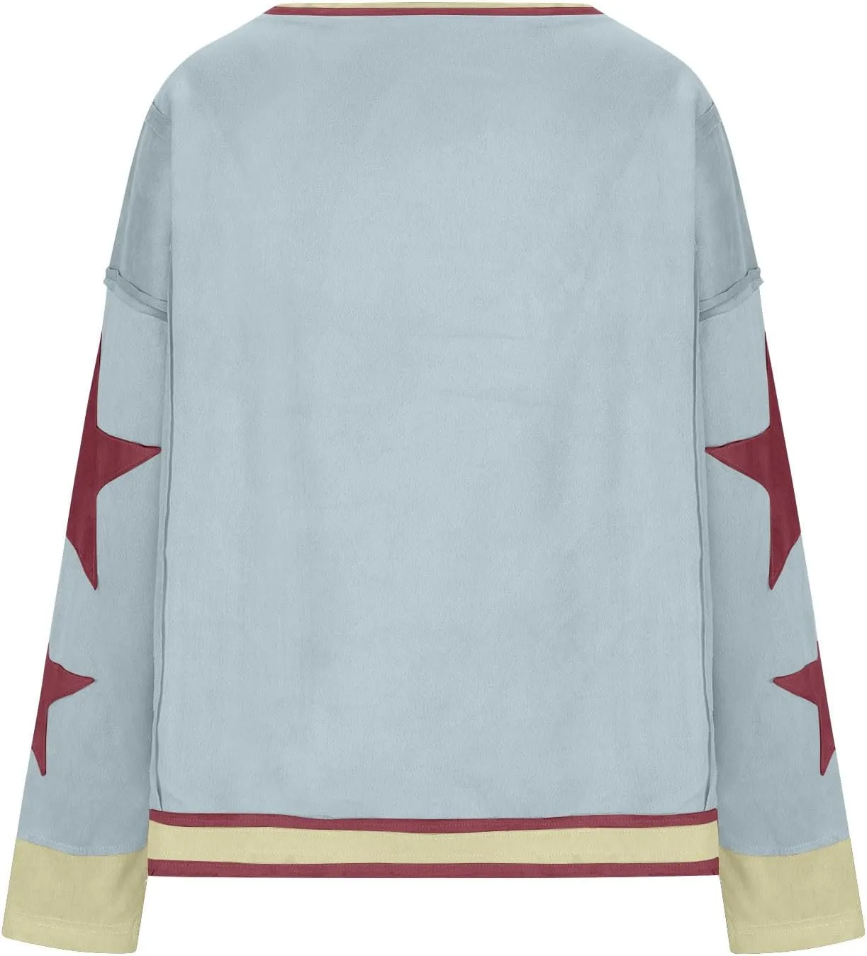 Women's Oversized Star Sweatshirt Long Sleeve Y2k Shirts Drop Shoulder Vintage Graphic Crewneck Jacket Preppy Clothes
